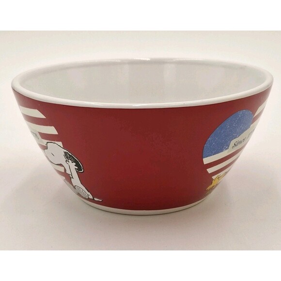 Snoopy Woodstock Peanuts Gang Patriotic Heart Red One Soup Cereal Bowl Gibson - Picture 6 of 13